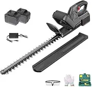 500W Cordless Hedge Trimmer - 3000RPM Rotation Speed,Lithium Battery Hedge Trimmer with 6.0 Ah Battery and Charger,480mm Dual Action Blade,Double Safety Switch,30dB Low Noise,2.1KG Bush Trimmer