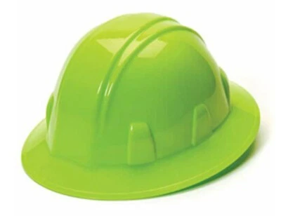 Pyramex 4 point Full Brim Hard Hat with Ratchet Suspension - Lime