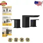 Easy-Install Matte Black Bathroom Sink Faucet with Two Handles - 3 Hole Style