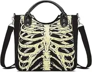 [MEOKIM] Gothic Backpack Canvas Bag Luminous Fashion Skull Crossbody Printed Bag Zipper Luminous Striped Shoulder Bag