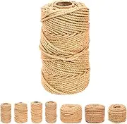 Swpeet 6mm x 328 Feet Jute Twine Braided Natural Jute Rope, Long Twine String Wrapping Packing Gardening Crochet Perfect Arts Crafts Gift Twine Christmas Twine for Craft Projects, Wrapping, Packing