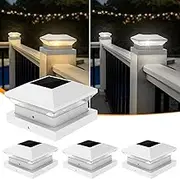 NATPOW Solar Post Lights, Fence Post Cap Lights Outdoor Warm/Cool White Light Solar Powered Modern IP65 Waterproof for 3.5x3.5 4x4 5x5 Post Garden Fence