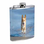 Corgi Em5 Flask 8oz Stainless Steel Hip Drinking Whiskey
