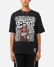 [MITCHELL & NESS] Mitchell & Ness Philadelphia 76ers Allen Iverson Player Abstract T-shirt Faded Black - Size S S Faded Black