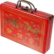 PHENOFICE Box Portable Mahjong Storage Box with Handle Multi Use Container for Box Design for Mahjong Tiles for Home and Travel