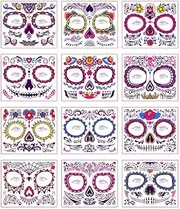 Halloween Party Day Of The Dead Masquerade Temporary Stickers