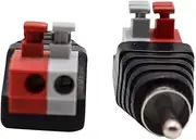 Speaker Wire A/V Cable to Audio Male RCA Connector Adapter Jack Press Plug