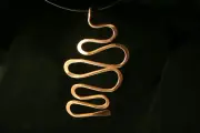 Hammered Copper Serpent Pendant by Listed American Artist E.J. Gold