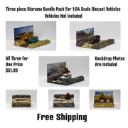 Three Piece Diorama Bundle Pack For 1:64 Scale Diecast Vehicles Handmade