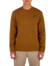 Hurley Men's Everett Summer Crew Long Sleeve Sweatshirt Brown, Small S