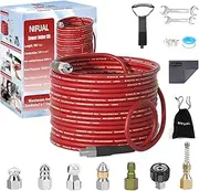 Pressure Washer Cleaning Kit 1/4 Inch NPT Corner Max Working Pressure 5800 PSI Durable Sewer Blasting Hose 5 Sewer Blasting Nozzles (100FT) (Sewer Jetter Kit)