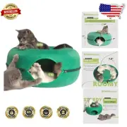 Interactive Donut Cat Cave with Tunnel; Ideal for Multi-Pet Households