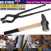 17inch V-Bit Bolt Blacksmith Tongs + Hammer Bladesmith Knife Making Anvil Forge