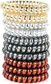 10 Piece Spiral Hair Ties For Thick Hair, Coil elastics Hair Ties, Multicolor Medium Spiral Hair Ties,No Crease Hair Coils, Telephone Cord Plastic Hair Ties For Women And Girls