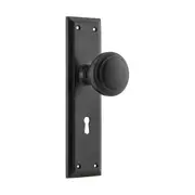 6451 Door Knob Milton Lock Pair Matte Black H200xW50xP73mm