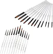 CUBETA 24pcs Pearlescent Brush Set, Professional Watercolor Brushes, Round Pointed Brushes, Soft Anti-Shedding Nylon Hair Wooden Long Handle, for Acrylic Oil Watercolor Gouache Digital Oil Painting