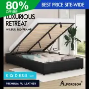 ALFORDSON Bed Frame Queen Double King Single Gas Lift Storage Foundation Black