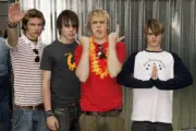 McFly pose in the studio backstage at 958 Capital FMs Party In Th- 2004 Photo 2