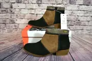 NWT WOMENS ROXY DEVLIN BLACK PATCHWORK ANKLE ZIP BOOTS BOOTIES SZ 6 ARJB700593