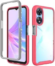 [SEAHAI] Clear Case for OPPO A78 5G / OPPO A58 5G / OPPO A58X, Military Grade Full Body Rugged Armor Case Cover, Heavy Duty Dropproof Shockproof Case - Light red