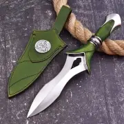 Handcrafted Green Celtic Dagger w/ Sheath - Unique Collectible Knife
