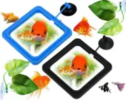 Fish Feeding Ring, 2PCS Fish Feeding Square Ring and Betta Fish Leaf Pad, Aqu...