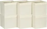 Hosuehold Essentials Household Essentials 88-1 Foldable Fabric Storage Bins | Set of 6 Cubby Cubes with Flap Handle, Beige