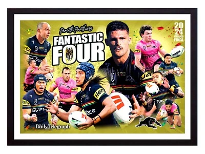 Framed 2024 Penrith Panthers NRL Premiers Poster - Nathan Cleary - 84 x 59cm