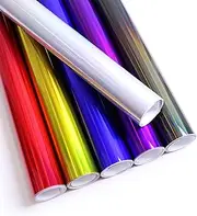 Lypumso Holographic Laser Silver Vinyl Wrap, Chrome Metallic Car Wrap Vinyl Self Adhesive Decal Sticker Air Release Stretchable Glossy Film Vinyl Sheet for Cars Motorcycles Exterior Interior 1ft x 5ft