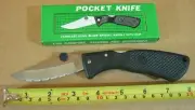4½” Stainless Steel Serrated Blade Folding Lock Back Knife Special Handle & Clip