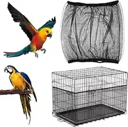 Aphumedc Large Bird Cage Seed Catcher, Nylon Bird Cage Cover, Adjustable Soft Airy Bird Cage Seed Catcher Net Cover, Stretchy Form Fitting Mesh Skirt Cover for Parrot Enclosures (Black)