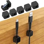 Bigqin Cable Holder Clips 8 Pack Magnetic Cable Clips Self Adhesive USB Charger Cable Organizer Wire Cord Management for Office & Home Wall Desktop Car (Black)