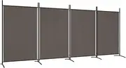 vidaXL 4-Panel Room Divider - 346 x 180 cm. Each: 83 x 161 cm (W x H) - Foldable Fabric Partition Screen for Living Room and Bedroom - Anthracite