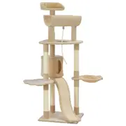 Cat Tree With Sisal Scratching Posts Beige 145 Cm