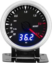 60mm 2 5in 12V Universal LED Car Turbo Boost Gauge 30 2 5 BAR LED Indicator Control Suitable for Most 12V Cars with Peak Value Display Lighting Device On Dial Complete