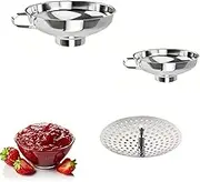 3PCS Canning Funnel with Strainer for Wide, Wide Mouth Metal Funnels for Kitchen Use, Stainless Steel Funnels for Filling Bottles