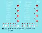 K4 Z Scale Decals US Army Medical Department Hospital Passenger Car White & Red