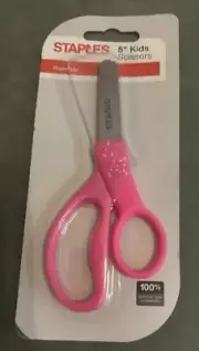STAPLES 5" Kids BluntScissor Stainless Steel Pink For Left or Right Handed. NIP.