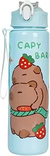 ALINUOYQ Kawaii Capybara Water Bottle with Straw, 700ml Cute Water Bottles Capybara Stuff Leakproof Cold Drinking Bottles for Women Sports Camping Picnic Hiking Travel