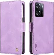 [YBFJCE] Case for Oppo A57 2022/A77 5G/A57s, PU Leather Shockproof Durable Phone Wallet Case Protective Flip Folio Cover, for Oppo A57 2022 Cover with Card Holder, Purple