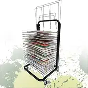 Art Classroom Drying Rack,Foldable Painting Mobile 20 Shelves Art Rack,Metal Art Storage Rack,Suitable for Drawings and Paintings