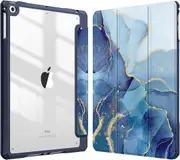 MCC iPad Air 11" 2025 Case Cover Clear Back Pencil Holder Apple Marble 7 [Blue]