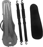 Generic 4/4 Violin Case, Built-in Hygrometer Storage Box, Carrying Bag, Violin Travel Case, Adjustable Straps for Gift Lovers, Carbon Fiber Texture
