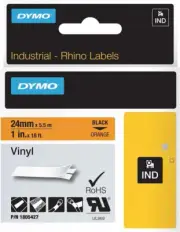 DYMO 1805427 Industrial - Rhino Lables Vinly 1 inch x 18 feet Black on Orange
