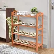 Levede 4 Tiers Bamboo Shoe Rack Storage Organizer Wooden Shelf Stand Shelves 65cm Wide with Protective PVC Mats for Shoes, Bags, and Accessories - Durable, Perfect for Entryways and Closets