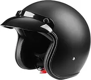 Vintage Motorcycle Jet Helmet 3/4 Half Helmet Open Face Motorcycle Helmet with Visor Men and Women Vintage Moped Helmet for Scooter Cruiser DOT/ECE Approved