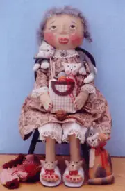 Cloth Folk Art Doll (Paper) Pattern "Aunti Felinie" by Ginny Lettorale
