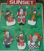 Dimensions / Zabroski "Fanciful Friends" Christmas Ornaments Kit Santa & Snowmen