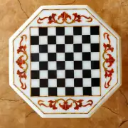 White marble chess set, marble chess top with sets, inlay floral chess for him
