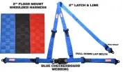 RACERDIRECT 2" LATCH & LINK Y FLOOR MOUNT HARNESS 3 POINT BLUE CHECKERBOARD